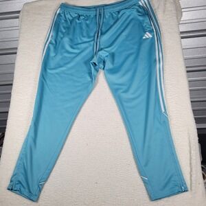 Adidas Tiro Track Pants Mens XL Light Blue White Stripes Zipper Cuffs Athletic